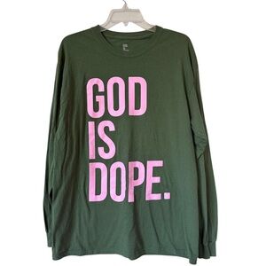 God is Dope brand long sleeve t-shirt Large Green